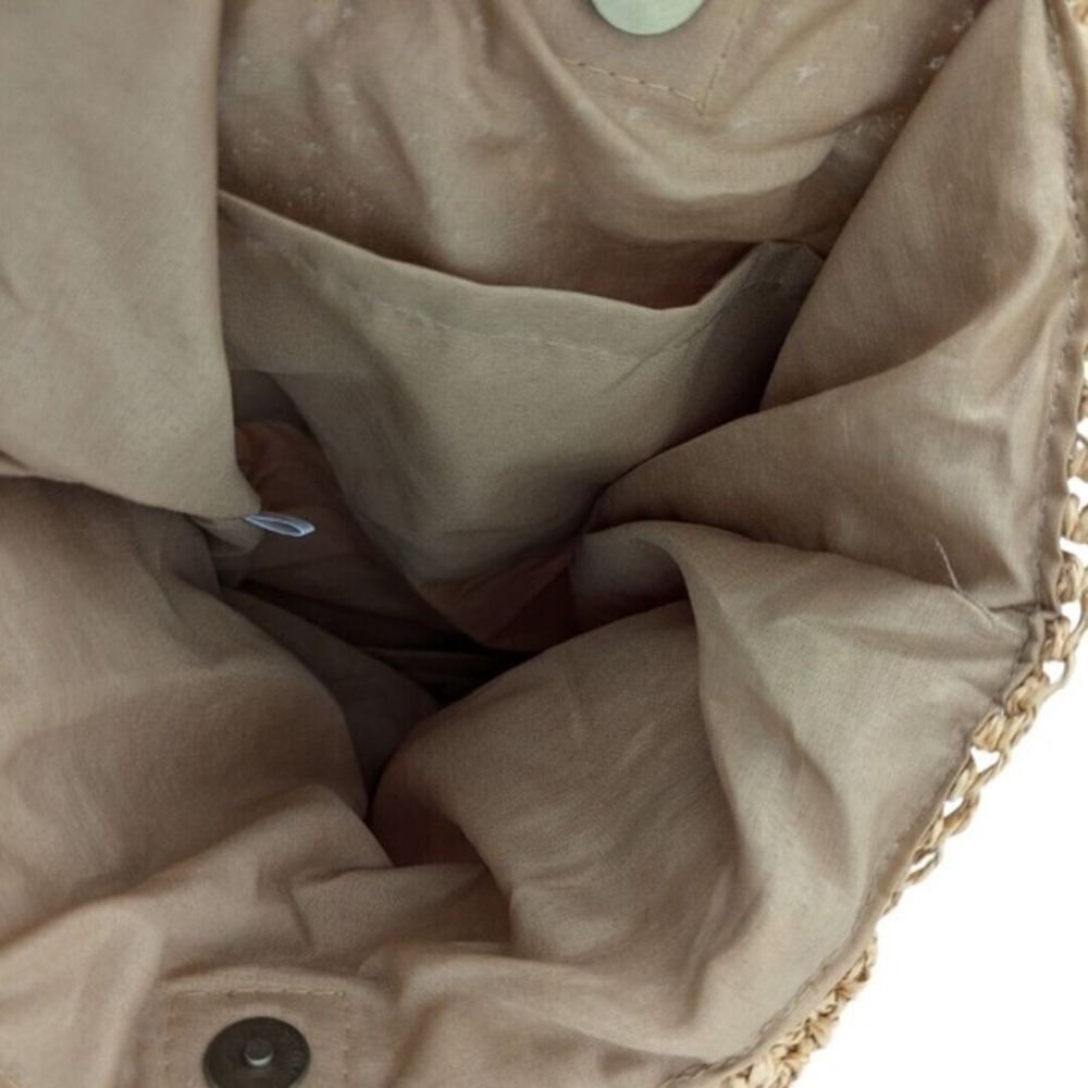 Boho Tote Shoulder Cinch Bag‎ Drawstring Closure Woven Straw Geometric Pattern - Picture 10 of 14
